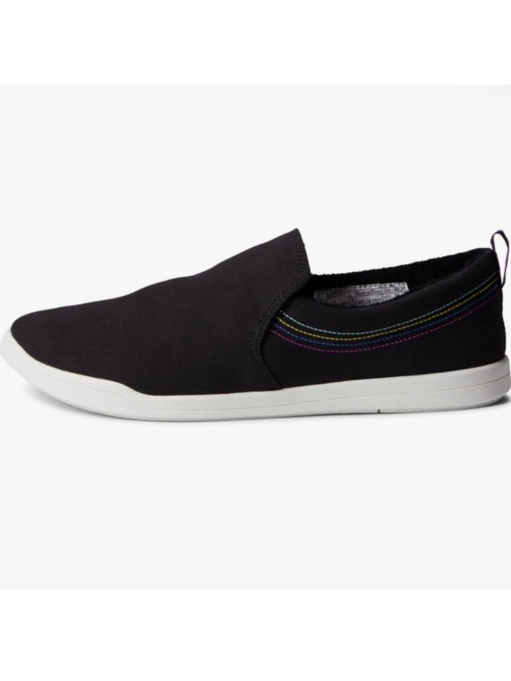 Women's Size 8 Vionic Beach Marshall Black Casual Flats Rainbow Stitching Shoes